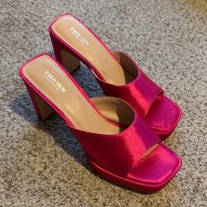 Ever New Fuchsia Satin Mules